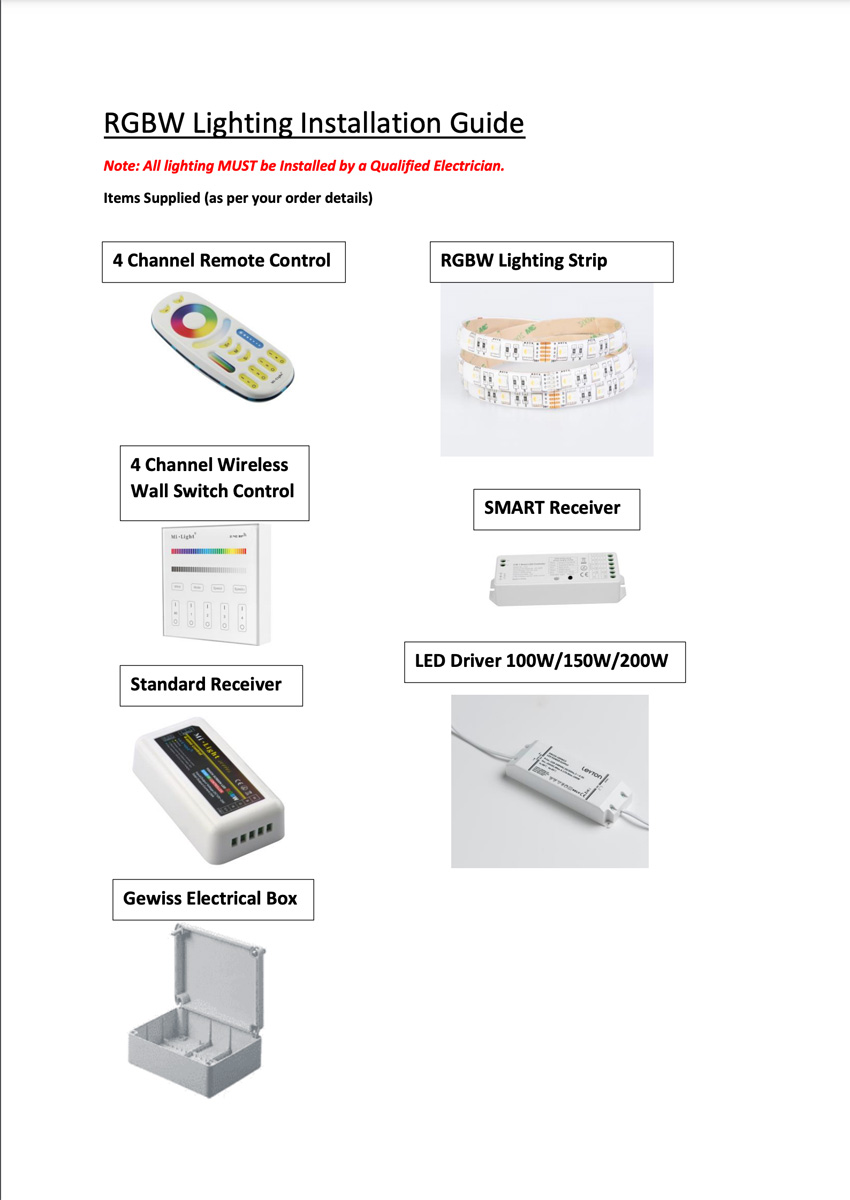 Milwood Group RGBW Lighting Installation Guide