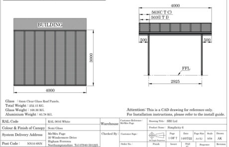 Milwood Group Veranda Simplicity 6 Installation SBI Limited Northamptonshire Design CAD Drawings