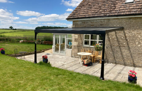veranda-canopy-simplicity xtra-jet black-ral9005-glass roof-victorian-trade partner-sturminster newton-dorset